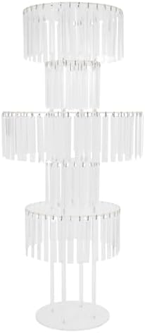 5-Tier Flower Stand, 43.3in Tall Clear Geometric Centerpiece Display with Crystal Pendants, Ice Curtain Crystal, alternate