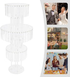 5-Tier Flower Stand, 43.3in Tall Clear Geometric Centerpiece Display with Crystal Pendants, Ice Curtain Crystal, alternate
