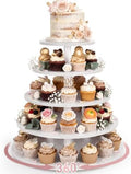 5 Tier Large Round Cupcake Stand for 100 Cupcake Rustic Cupcakes Tower 360° Rotatable White Cupcakes Holder