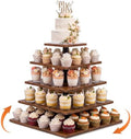 5 Tier Large Square Cupcake Stand for 100 Cupcake Rustic Cupcakes Tower 360° Rotatable Wooden Cupcakes Holder