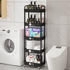 5 Tier Rolling Cart with Wheels, Utility Storage Carts, Black in Black, alternate view 6