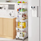 5 Tier Rolling Cart with Wheels, Utility Storage Carts, White in White, alternate view 5