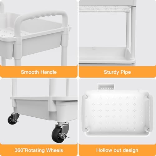 5 Tier Rolling Utility Cart with Handle, Utility Cart Made of Multifunctional Storage Organizer Tool for, alternate view 4
