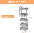 5 Tier Rolling Utility Cart with Handle, Utility Cart Made of Multifunctional Storage Organizer Tool for, alternate view 2