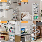 5 Tier Rolling Utility Cart with Handle, Utility Cart Made of Multifunctional Storage Organizer Tool for, alternate view 6
