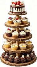 5-Tier Rustic Wooden Cupcake Stand - Large Capacity Display Stand for Woodland Baby Showers, Weddings