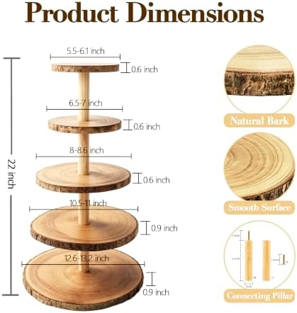 5-Tier Rustic Wooden Cupcake Stand - Large Capacity Display Stand for Woodland Baby Showers, Weddings, alternate view 3