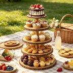 5-Tier Rustic Wooden Cupcake Stand - Large Capacity Display Stand for Woodland Baby Showers, Weddings, alternate view 5