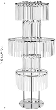 5-Tier Silver Crystal Flower Stand 43.3" Tall Wedding Decor in Silver, 1pc, Round Base, alternate view 2