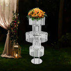 5-Tier Silver Crystal Flower Stand 43.3" Tall Wedding Decor in Silver, 1pc, Round Base, alternate view 3