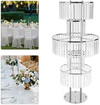 5-Tier Silver Crystal Flower Stand 43.3" Tall Wedding Decor in Silver, 1pc, Round Base, alternate view 5