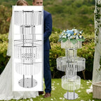 5-Tier Silver Crystal Flower Stand 43.3" Tall Wedding Decor in Silver, 1pc, Round Base, alternate view 6