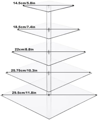 5 Tier Square Cupcake Stand, Clear Acrylic Cupcake Tree Tower, Pastry Display Rack for Party, Wedding, Baby, alternate view 3