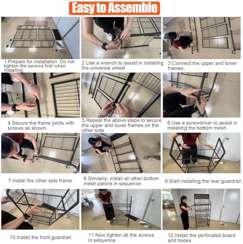 5 Tier Supermaket Snack Rack Display Stand, Free-Standing Black Retail Display Shelves with 12 Hooks & 4 Wheels, alternate