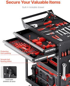 5-Tier Tool Cart with Wheels, 400 lbs Load Capacity, Rolling Work Cart with 2 Drawers & Pegboard, Mechanic Tool, alternate