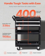 5-Tier Tool Cart with Wheels, 400 lbs Load Capacity, Rolling Work Cart with 2 Drawers & Pegboard, Mechanic Tool, alternate