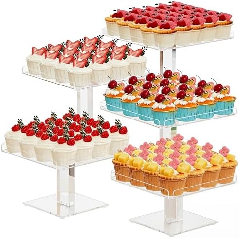 5 Tiered Dessert Table Display Set Buffet Riser Clear Acrylic Dessert in clear