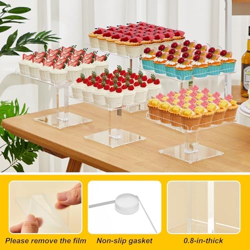5 Tiered Dessert Table Display Set Buffet Riser Clear Acrylic Dessert in clear, alternate view 4