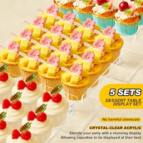 5 Tiered Dessert Table Display Set Buffet Riser Clear Acrylic Dessert in clear, alternate view 6