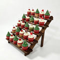 5 Tiered Tray Stand for 30 Cupcakes Stepped Wood Display Stand for Weddings, Tiered Party Table Display Riser