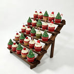 5 Tiered Tray Stand for 30 Cupcakes Stepped Wood Display Stand for Weddings, Tiered Party Table Display Riser