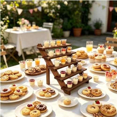 5 Tiered Tray Stand for 30 Cupcakes Stepped Wood Display Stand for Weddings, Tiered Party Table Display Riser, alternate view