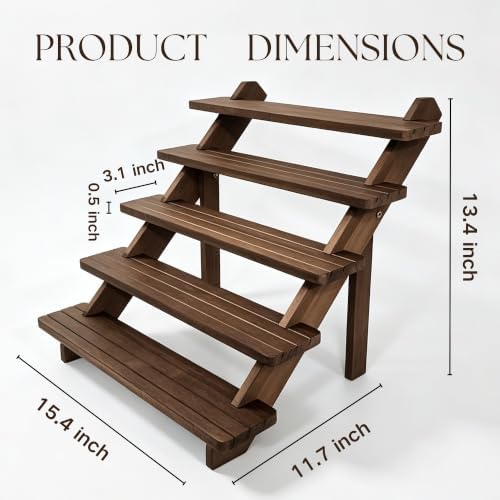 5 Tiered Tray Stand for 30 Cupcakes Stepped Wood Display Stand for Weddings, Tiered Party Table Display Riser, alternate view
