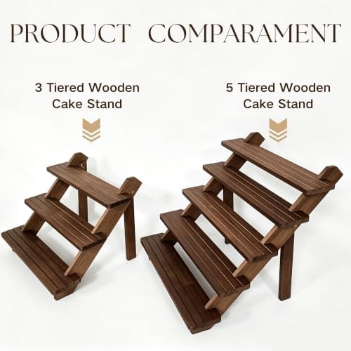 5 Tiered Tray Stand for 30 Cupcakes Stepped Wood Display Stand for Weddings, Tiered Party Table Display Riser, alternate view