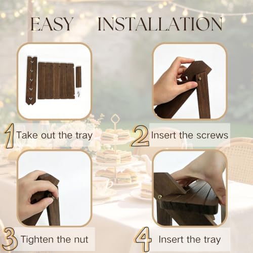 5 Tiered Tray Stand for 30 Cupcakes Stepped Wood Display Stand for Weddings, Tiered Party Table Display Riser, alternate view