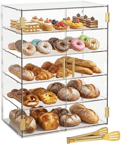 5 Tiers Countertop Bakery Display Case in Transparent