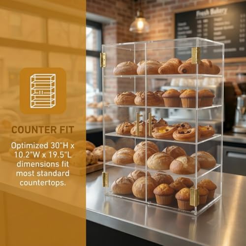 5 Tiers Countertop Bakery Display Case in Transparent, alternate view 3