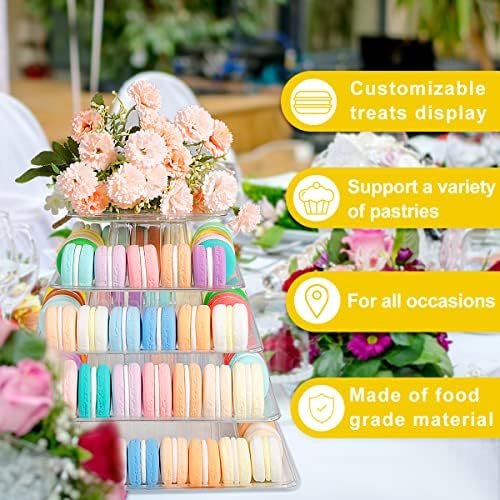 5 Tiers Macaroon Tower Stand Square Macaron Tower Cake Display Rack in Transparent, alternate view 6