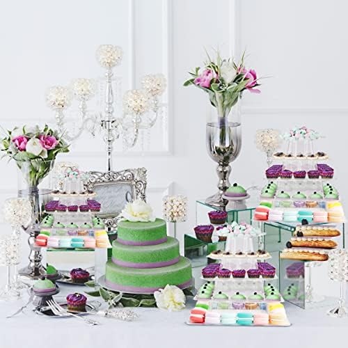 5 Tiers Macaroon Tower Stand Square Macaron Tower Cake Display Rack in Transparent, alternate view 7