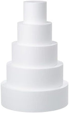 5 Tiers Round Foam Cake Dummies Set 20 Inch Tall White Fake Cake Dummy Set 4“ 6” 8“ 10” 12“ for Wedding Supplies
