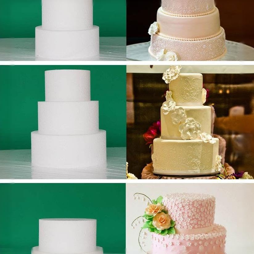 5 Tiers Round Foam Cake Dummies Set 20 Inch Tall White Fake Cake Dummy Set 4“ 6” 8“ 10” 12“ for Wedding Supplies, alternate