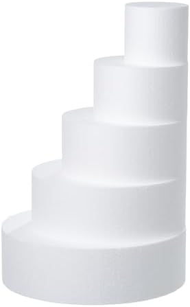 5 Tiers Round Foam Cake Dummies Set 20 Inch Tall White Fake Cake Dummy Set 4“ 6” 8“ 10” 12“ for Wedding Supplies, alternate