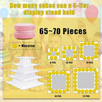 5 Tiers Square Macaron Tower Stand Plastic Macaroon Display Cupcake Holder in Transparent, alternate view 5