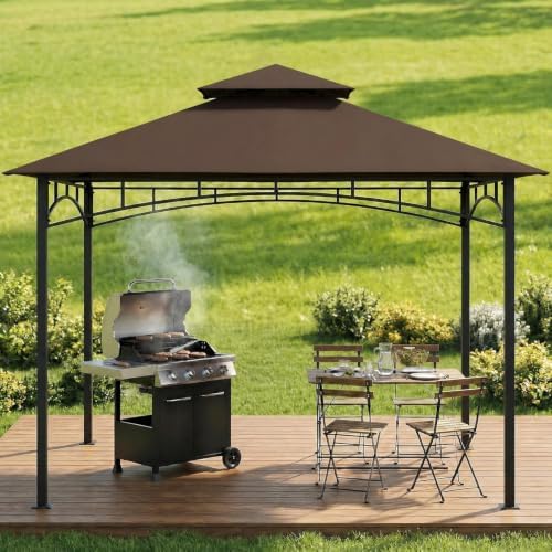 5 x 8 Grill Gazebo Replacement Canopy Top for L-GG001PST-F, Brown in Brown, alternate view 2