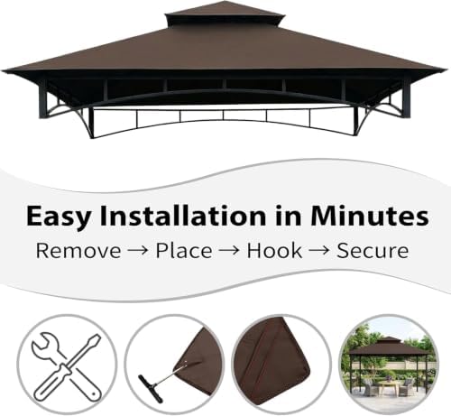 5 x 8 Grill Gazebo Replacement Canopy Top for L-GG001PST-F, Brown in Brown, alternate view 4