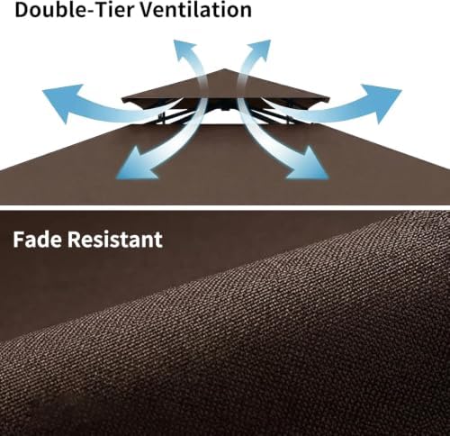 5 x 8 Grill Gazebo Replacement Canopy Top for L-GG001PST-F, Brown in Brown, alternate view 6