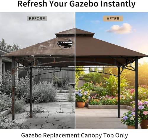 5 x 8 Grill Gazebo Replacement Canopy Top for L-GG001PST-F, Brown in Brown, alternate view 7