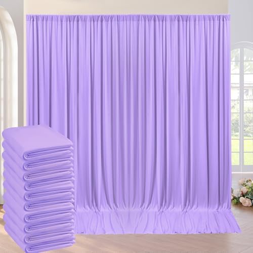 50×10 ft Lavender Wrinkle Free Backdrop Curtain for Wedding Party, 10 Panels 5×10ft Soft Silky Light Purple