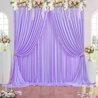 50×10 ft Lavender Wrinkle Free Backdrop Curtain for Wedding Party, 10 Panels 5×10ft Soft Silky Light Purple, alternate view 2