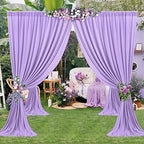 50×10 ft Lavender Wrinkle Free Backdrop Curtain for Wedding Party, 10 Panels 5×10ft Soft Silky Light Purple, alternate view 6