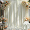 50×12ft Wrinkle Free Ivory Backdrop Curtain for Wedding Parties, 10 Panels 5×12ft Long Soft Silky Polyester