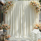 50×12ft Wrinkle Free Ivory Backdrop Curtain for Wedding Parties, 10 Panels 5×12ft Long Soft Silky Polyester