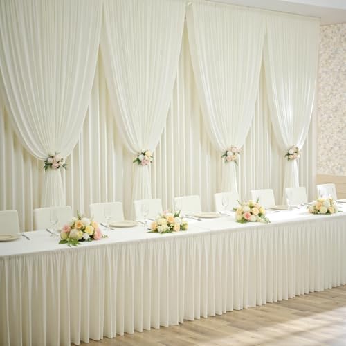 50×12ft Wrinkle Free Ivory Backdrop Curtain for Wedding Parties, 10 Panels 5×12ft Long Soft Silky Polyester, alternate view 6