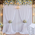 50×14 ft White Wrinkle Free Backdrop Curtain for Wedding Parties, 10 Panels 5×14ft Height Soft Silky Polyester
