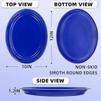 50 Count 10 x 12 Inch Blue Plates - Oval Disposable Plastic Plates in 50 Count in Blue, alternate view 3