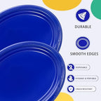 50 Count 10 x 12 Inch Blue Plates - Oval Disposable Plastic Plates in 50 Count in Blue, alternate view 4